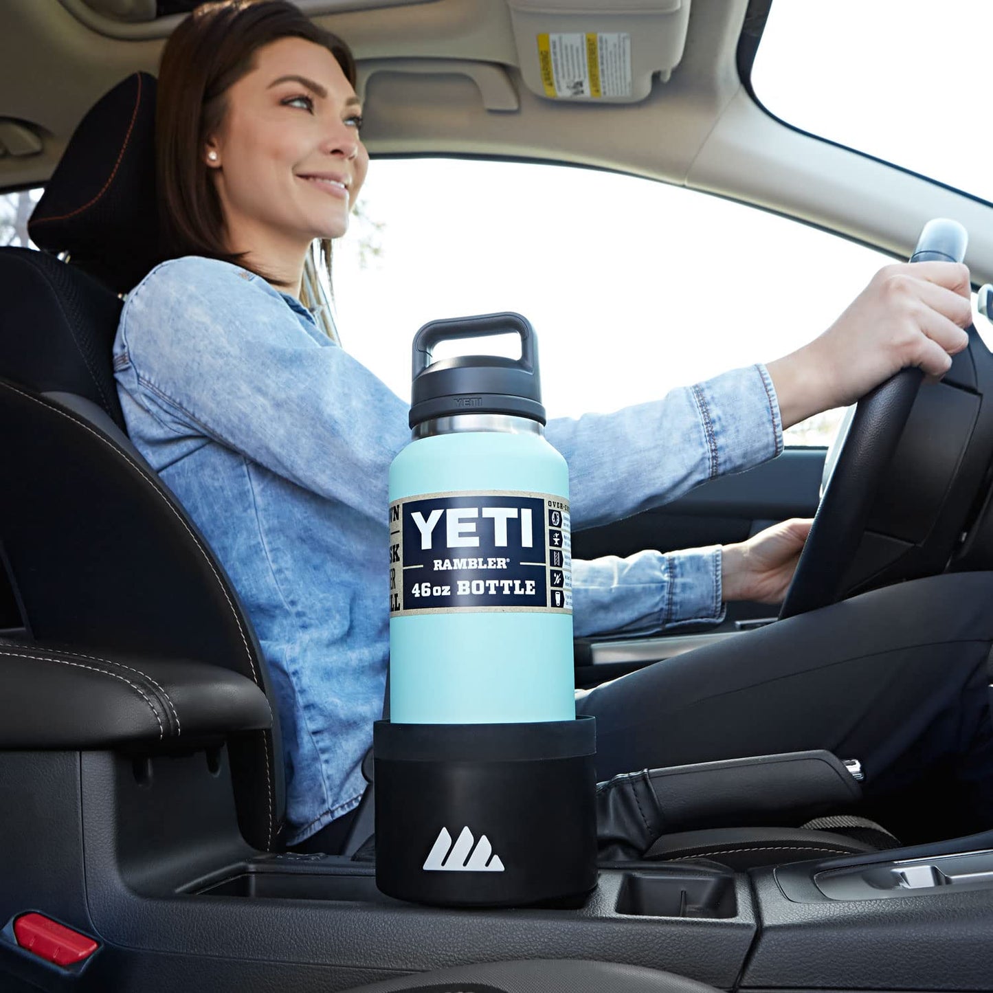 Integral Vehicle Cup Holder Expander for 3.4–4.0" Bottles