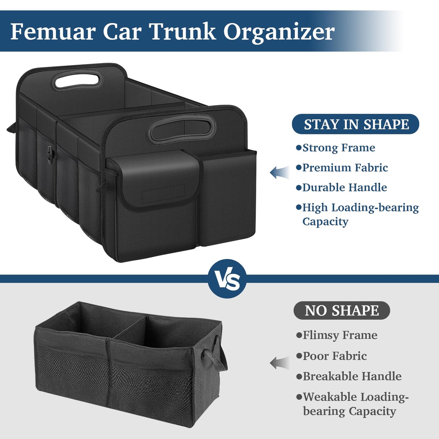 Femuar Foldable Waterproof Car Trunk Organizer