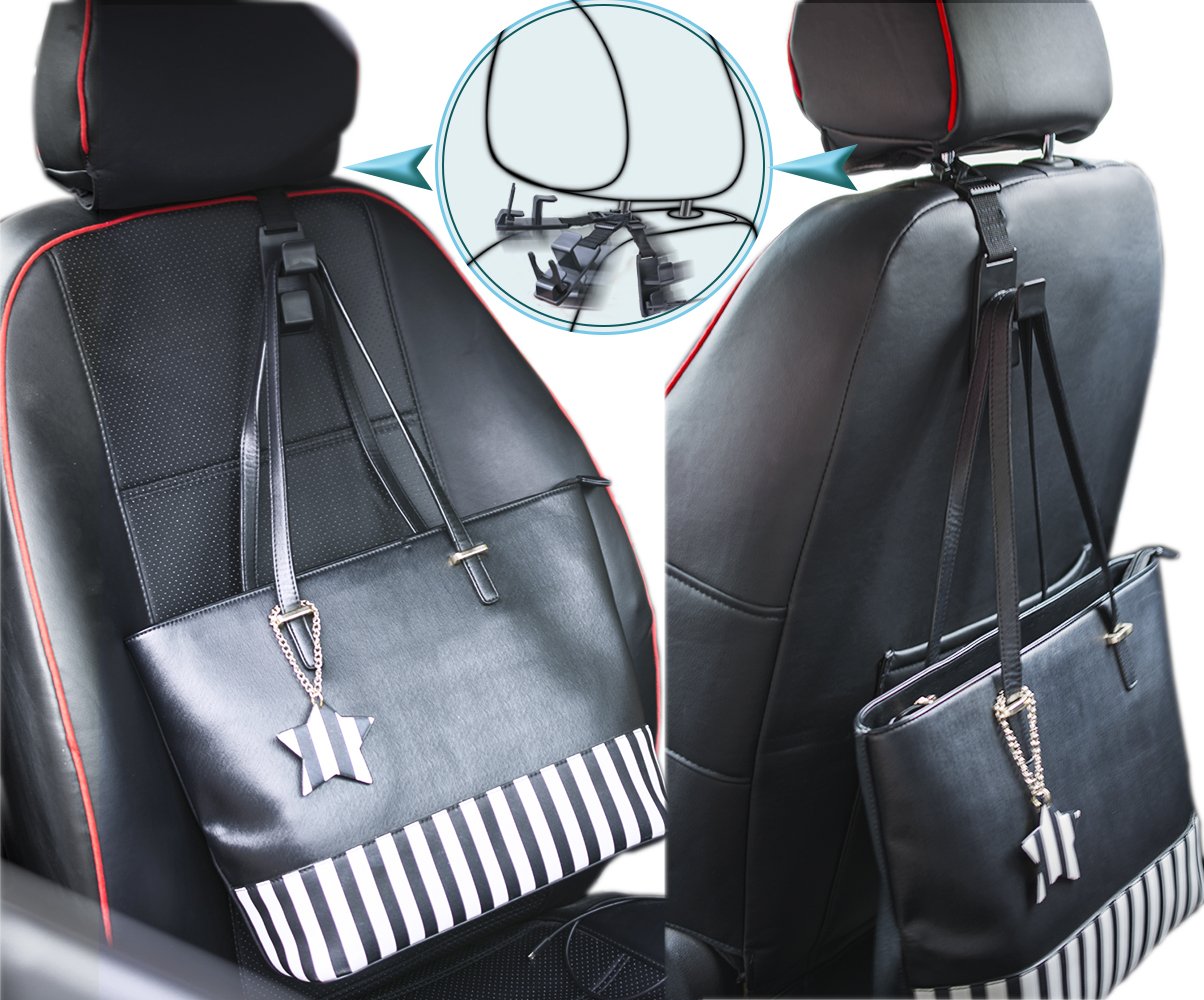 Heroway Magic Car Seat Hooks – Black, 4-Pack