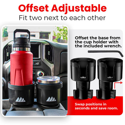 Integral Vehicle Cup Holder Expander for 3.4–4.0" Bottles