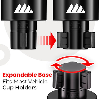 Integral Vehicle Cup Holder Expander for 3.4–4.0" Bottles