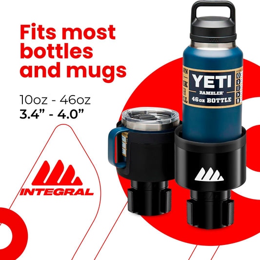 Integral Vehicle Cup Holder Expander for 3.4–4.0" Bottles