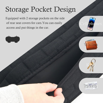 Breathable Non-Slip Rear Seat Cover with Side Pockets